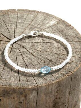 Handcrafted Icy Blue and White Topaz Bracelet in Sterling Silver
